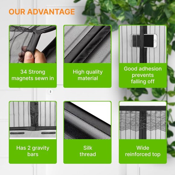Magnetic Screen Door - Self Sealing, Heavy Duty, Keep Bugs Out, Pet and Kid Frie - Picture 3 of 4